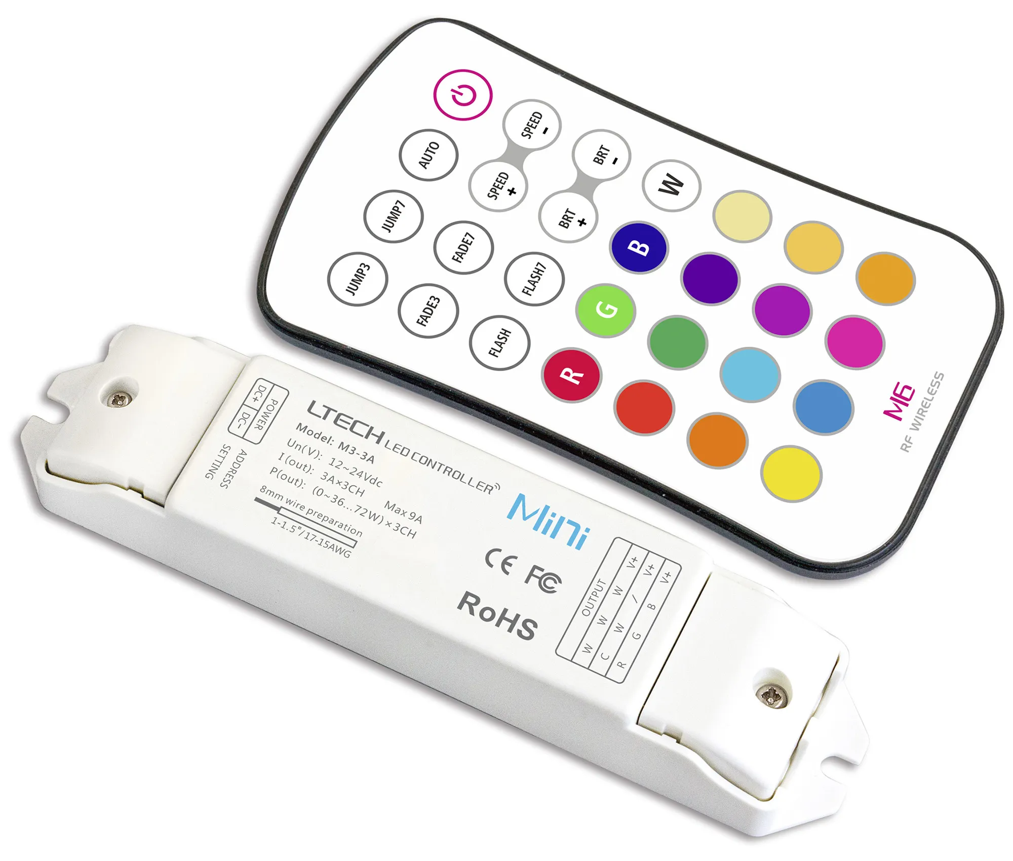 CV RF Receiving Controller 12/24 V DC 3A x 3CH 108W/216W, PWM output IP20 M3-3A  LTECH Wireless Receiver